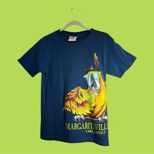 Margaritaville Phins Up Parrot Design Tee Shirt 100% Cotton Blue Men’s Small